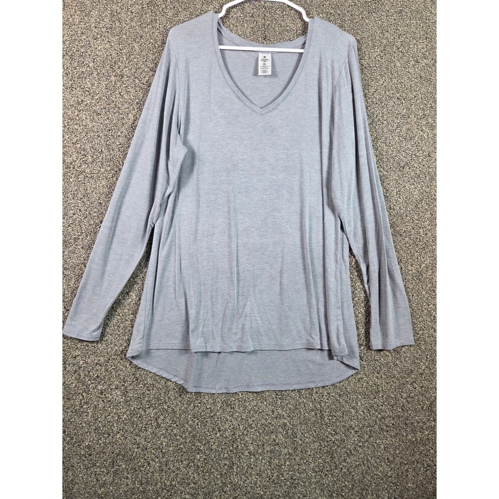 Member's Mark Legging Tee Womens XL Light Grey Heather V-Neck Long Sleeve